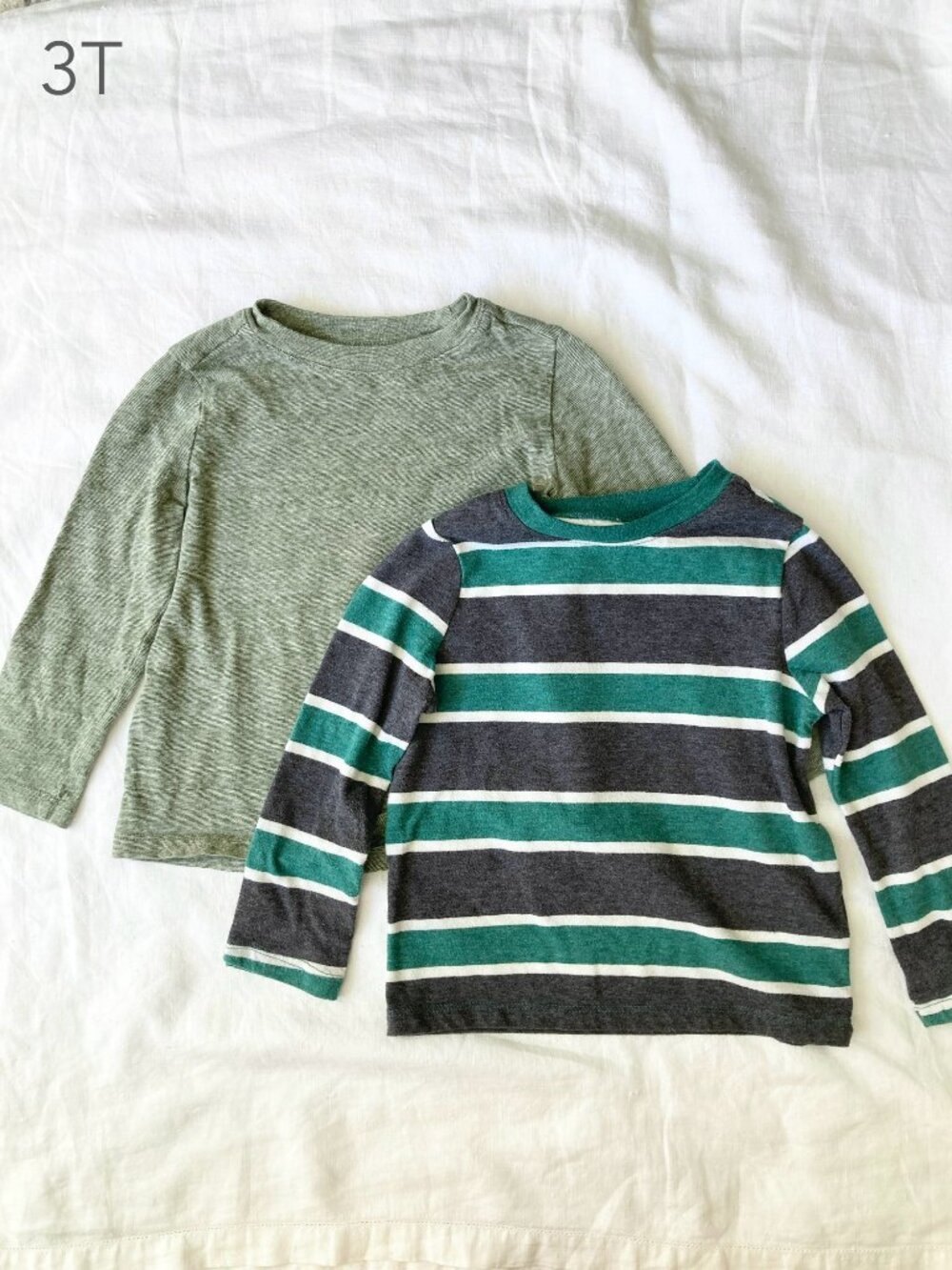 🪴5/$30 Old Navy 3T Toddler Green Long Strip Sleeve Top Lot Spring Fall